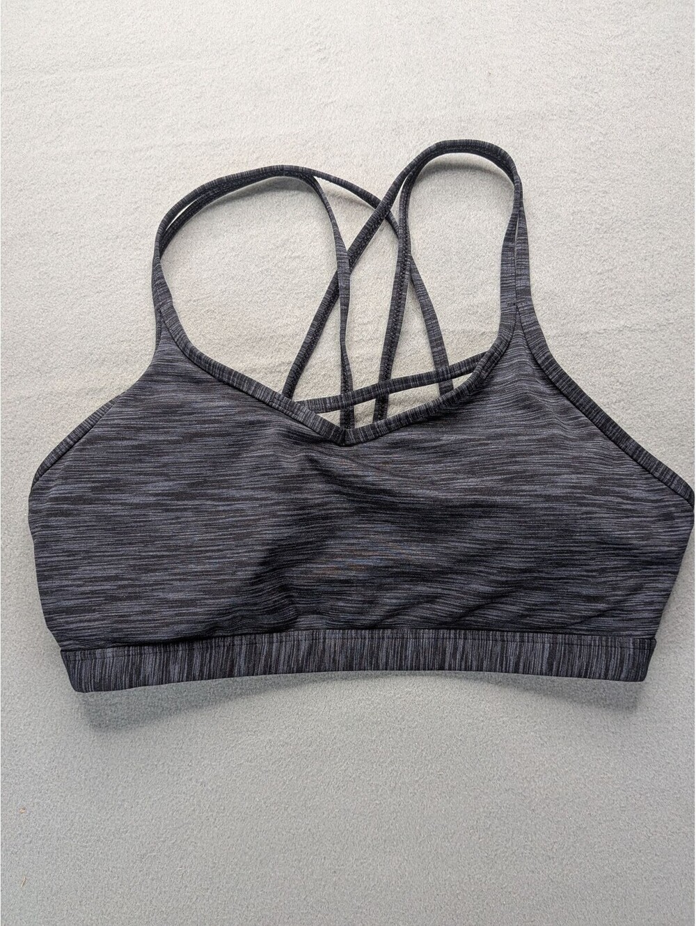 ZYIA Active Sports Bra Womens L Gray Strappy Crossback Yoga Gym Workout Stretch